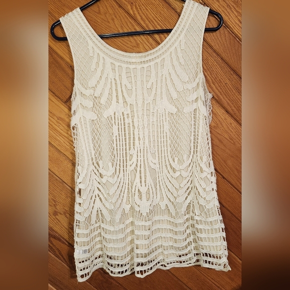 Christopher and Banks cream lace tank top size medium - Picture 7 of 10